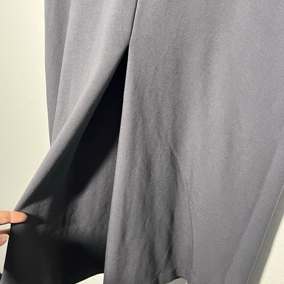 MM LaFluer Cheri Midi Dress Size 12 Gray Fit & Flare Stretch Sleeveless Back Zip - Picture 4 of 13